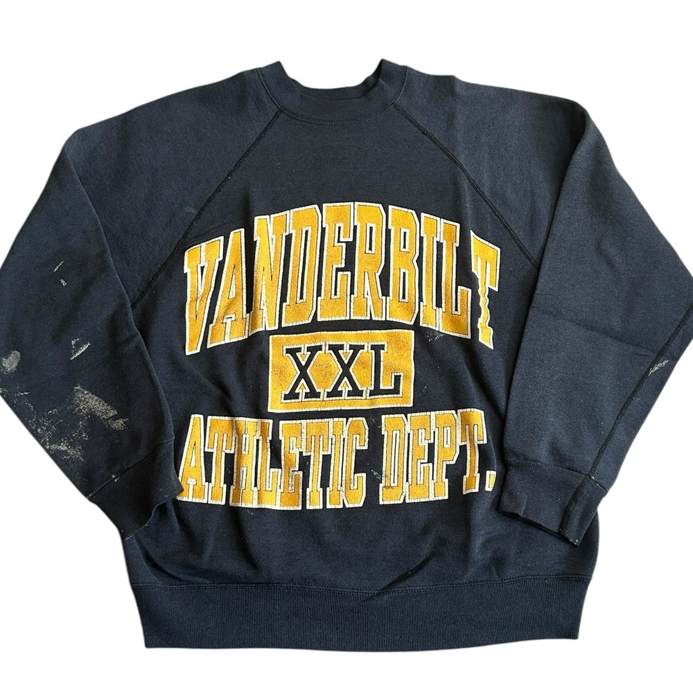 Vintage Vanderbilt University Sweatshirt M Tultex Paint Splatter Distressed